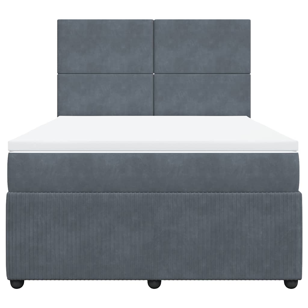 Boxspring met matras fluweel donkergrijs 140x200 cm is nu te koop bij PeponiXL, paradijselijk wonen!
