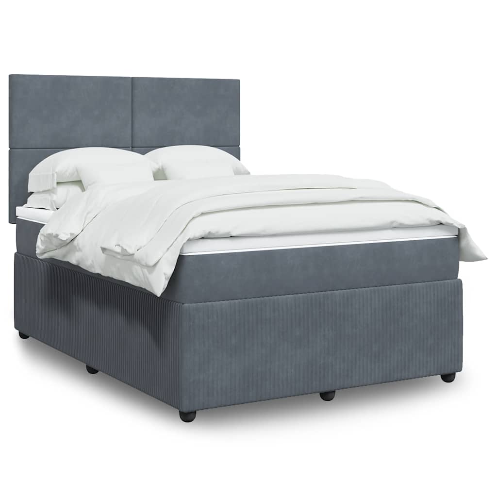 Boxspring met matras fluweel donkergrijs 140x200 cm is nu te koop bij PeponiXL, paradijselijk wonen!