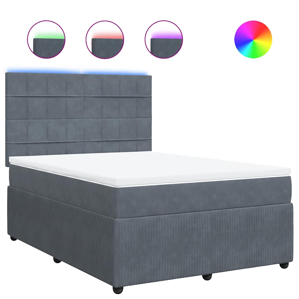 Boxspring met matras fluweel donkergrijs 140x200 cm is nu te koop bij PeponiXL, paradijselijk wonen!