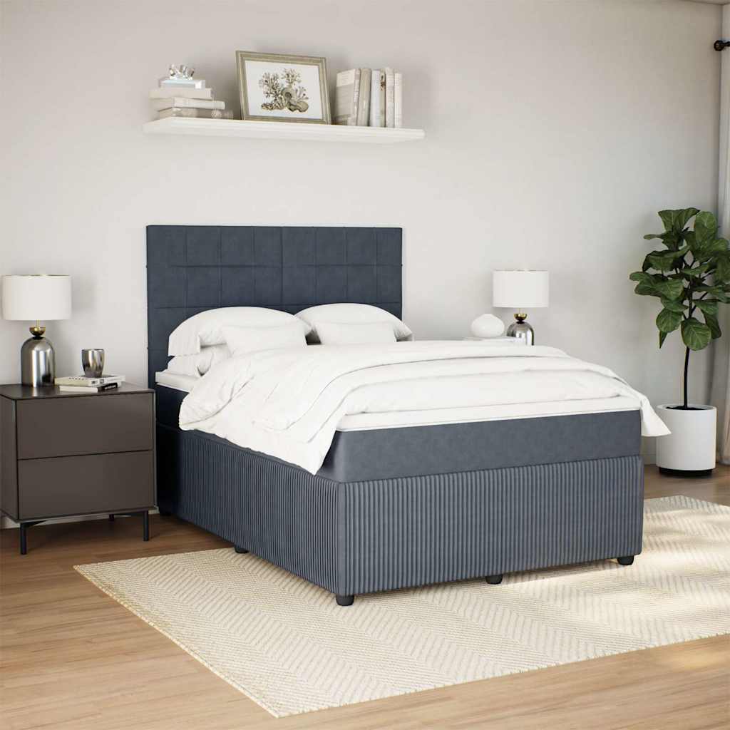 Boxspring met matras fluweel donkergrijs 140x200 cm is nu te koop bij PeponiXL, paradijselijk wonen!