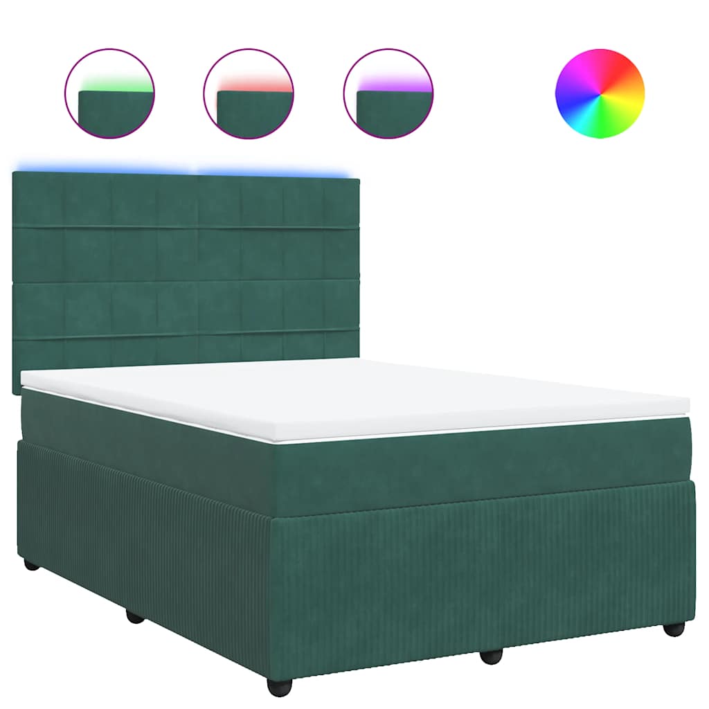 Boxspring met matras fluweel donkergroen 140x200 cm is nu te koop bij PeponiXL, paradijselijk wonen!