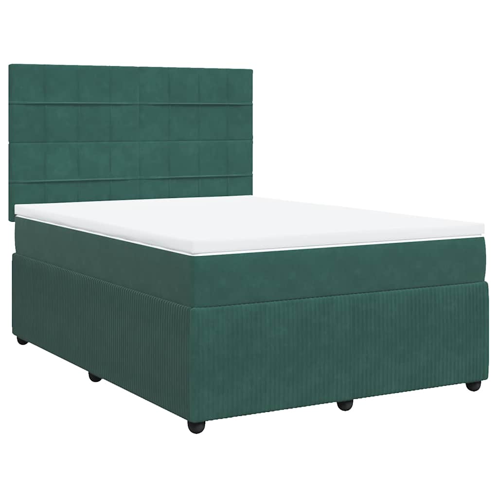 Boxspring met matras fluweel donkergroen 140x200 cm is nu te koop bij PeponiXL, paradijselijk wonen!