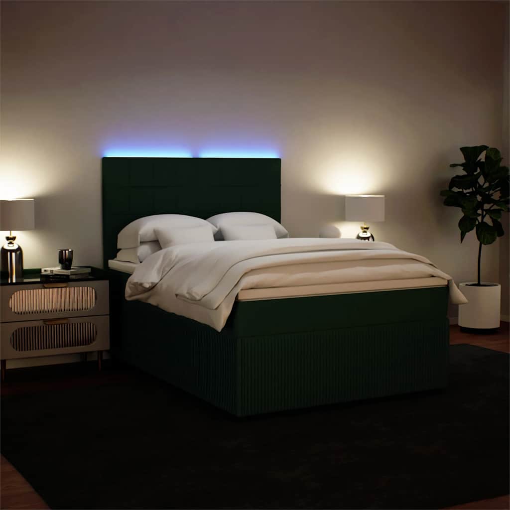 Boxspring met matras fluweel donkergroen 140x200 cm is nu te koop bij PeponiXL, paradijselijk wonen!