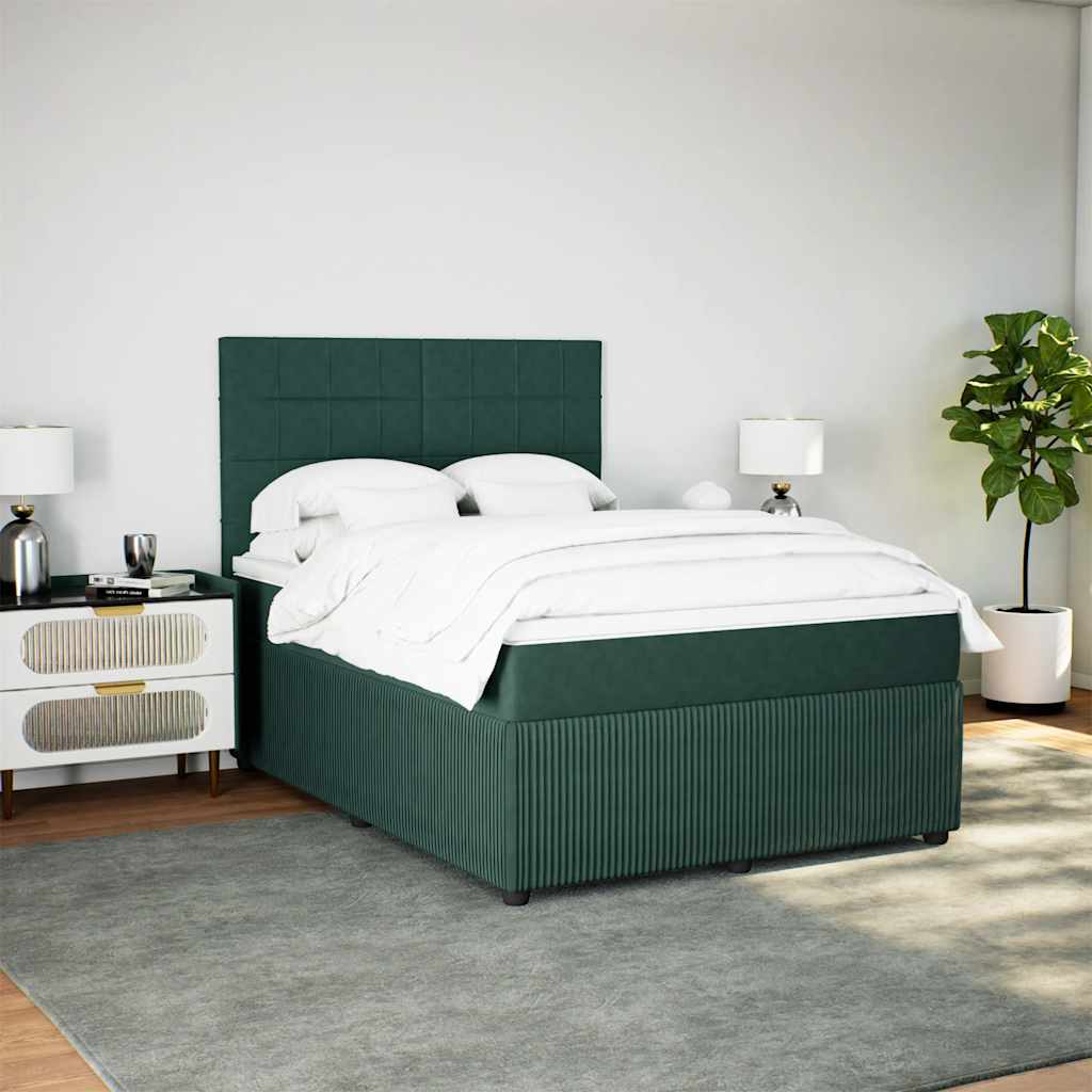 Boxspring met matras fluweel donkergroen 140x200 cm is nu te koop bij PeponiXL, paradijselijk wonen!