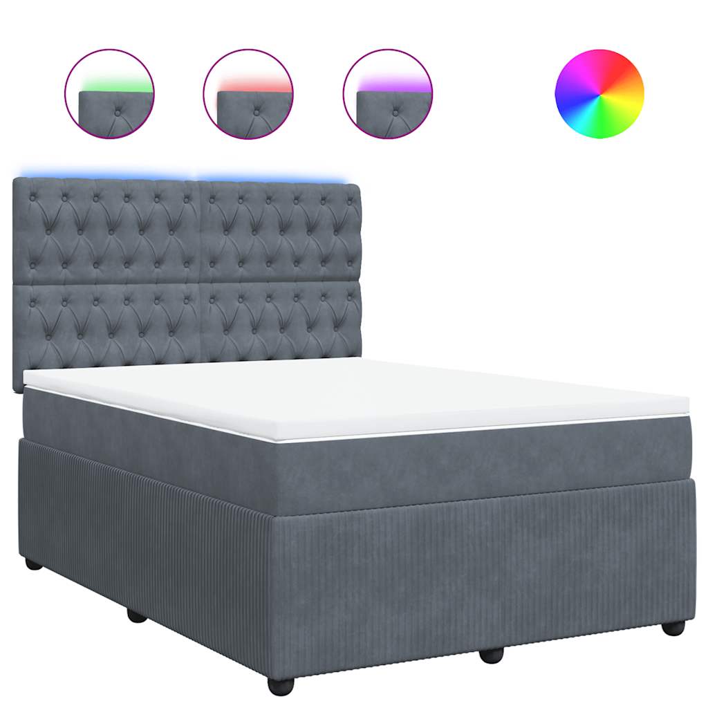 Boxspring met matras fluweel donkergrijs 140x200 cm is nu te koop bij PeponiXL, paradijselijk wonen!