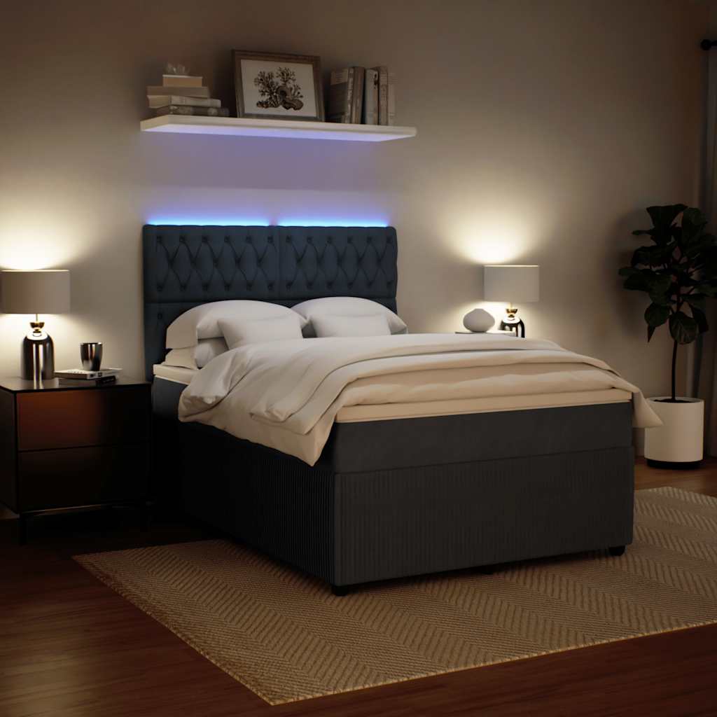 Boxspring met matras fluweel donkergrijs 140x200 cm is nu te koop bij PeponiXL, paradijselijk wonen!