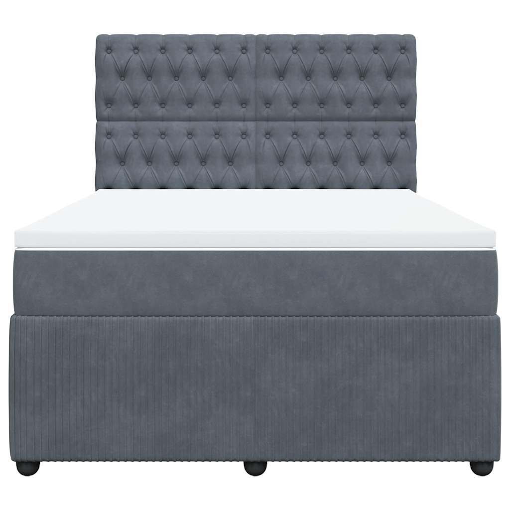 Boxspring met matras fluweel donkergrijs 140x200 cm is nu te koop bij PeponiXL, paradijselijk wonen!