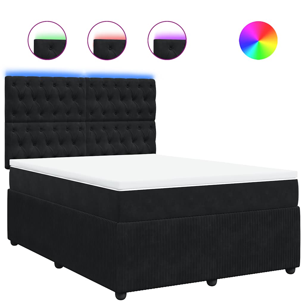 Boxspring met matras fluweel zwart 140x200 cm is nu te koop bij PeponiXL, paradijselijk wonen!