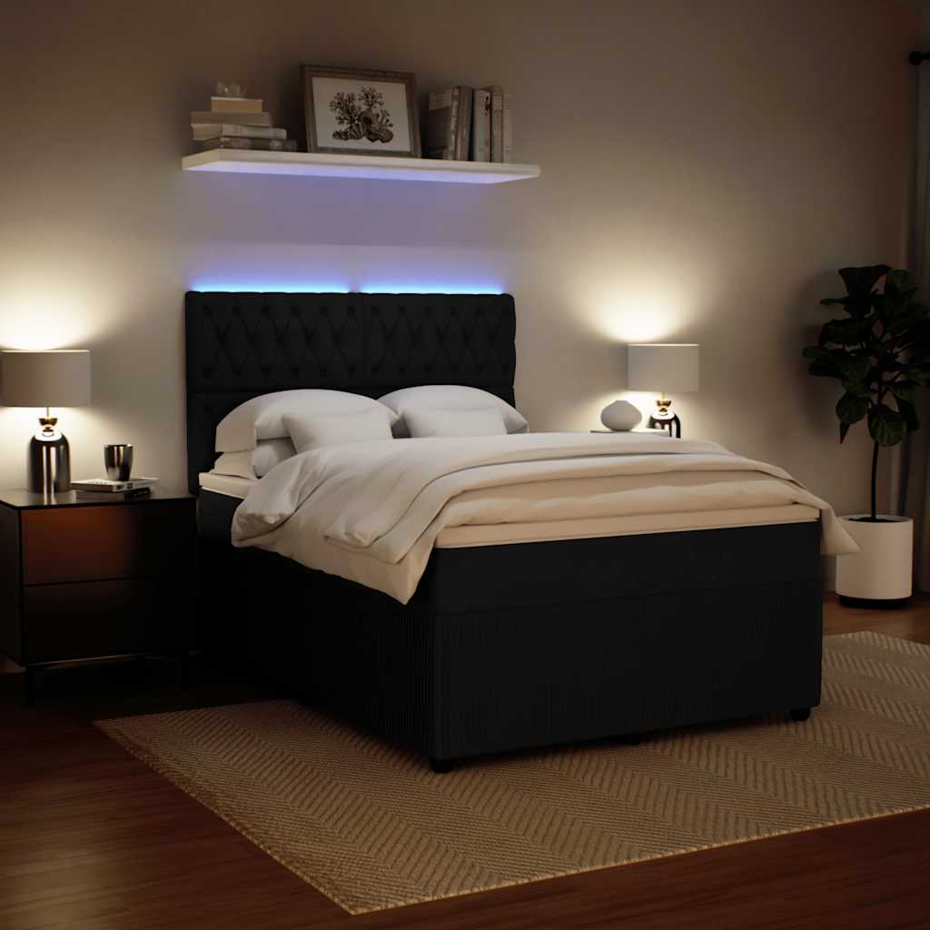 Boxspring met matras fluweel zwart 140x200 cm is nu te koop bij PeponiXL, paradijselijk wonen!