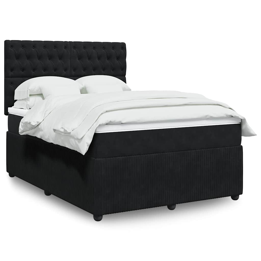 Boxspring met matras fluweel zwart 140x200 cm is nu te koop bij PeponiXL, paradijselijk wonen!