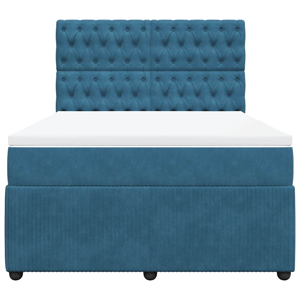 Boxspring met matras fluweel blauw 140x200 cm is nu te koop bij PeponiXL, paradijselijk wonen!
