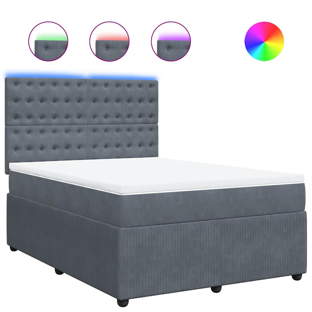 Boxspring met matras fluweel donkergrijs 140x200 cm is nu te koop bij PeponiXL, paradijselijk wonen!