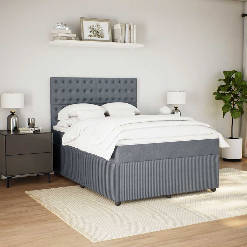 Boxspring met matras fluweel donkergrijs 140x200 cm is nu te koop bij PeponiXL, paradijselijk wonen!