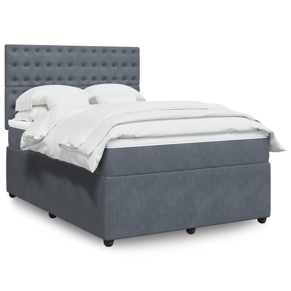 Boxspring met matras fluweel donkergrijs 140x200 cm is nu te koop bij PeponiXL, paradijselijk wonen!