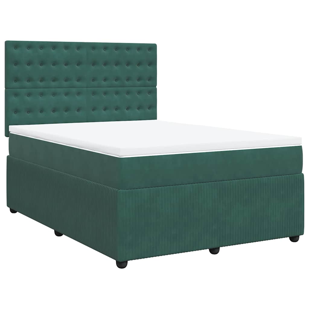 Boxspring met matras fluweel donkergroen 140x200 cm is nu te koop bij PeponiXL, paradijselijk wonen!
