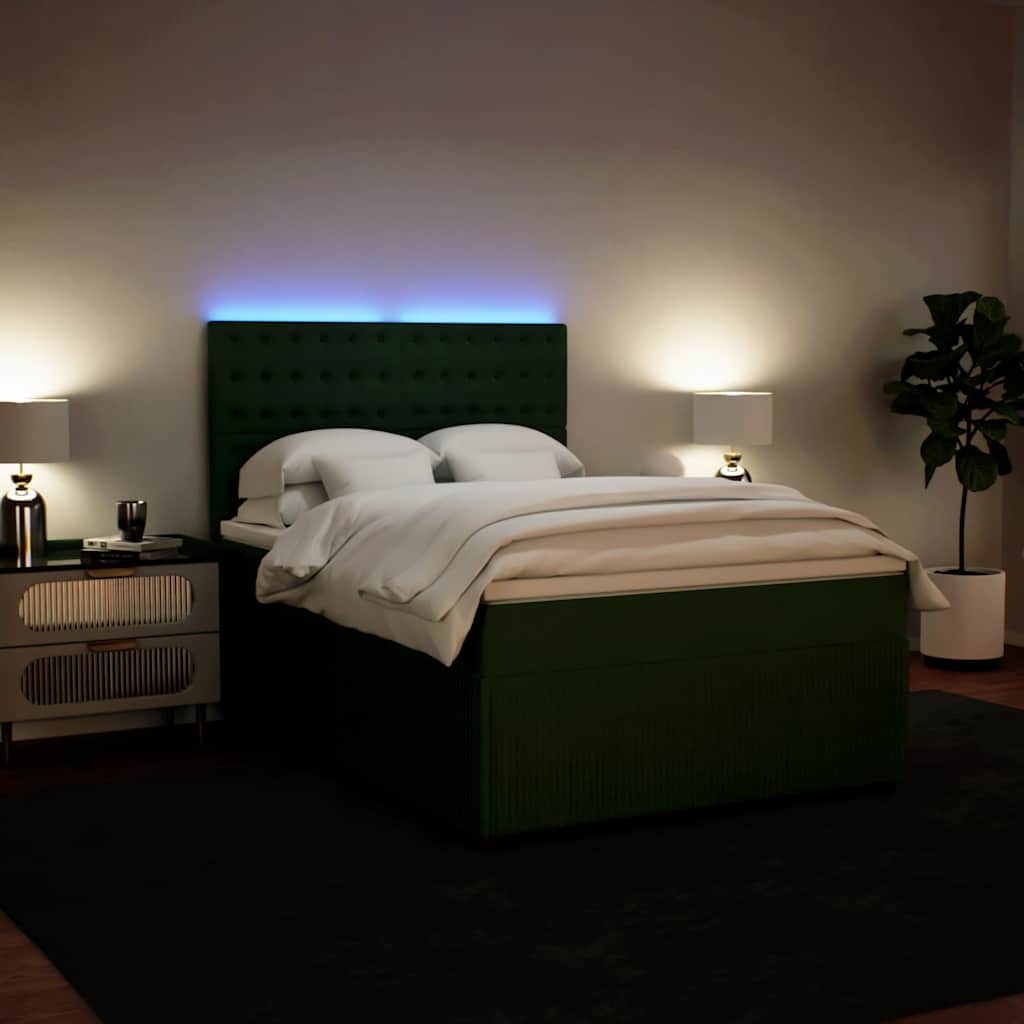 Boxspring met matras fluweel donkergroen 140x200 cm is nu te koop bij PeponiXL, paradijselijk wonen!