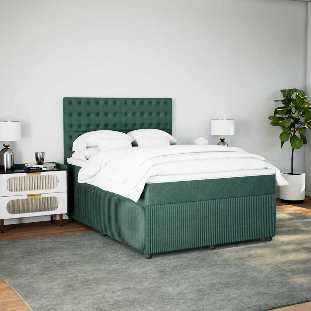 Boxspring met matras fluweel donkergroen 140x200 cm is nu te koop bij PeponiXL, paradijselijk wonen!