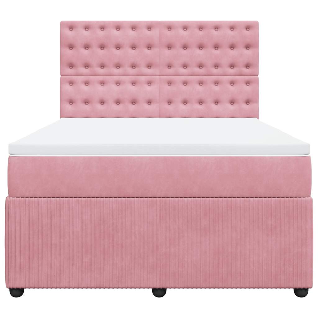 Boxspring met matras fluweel roze 140x200 cm is nu te koop bij PeponiXL, paradijselijk wonen!