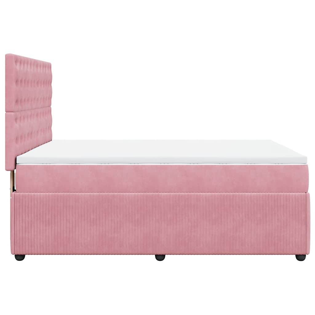 Boxspring met matras fluweel roze 140x200 cm is nu te koop bij PeponiXL, paradijselijk wonen!