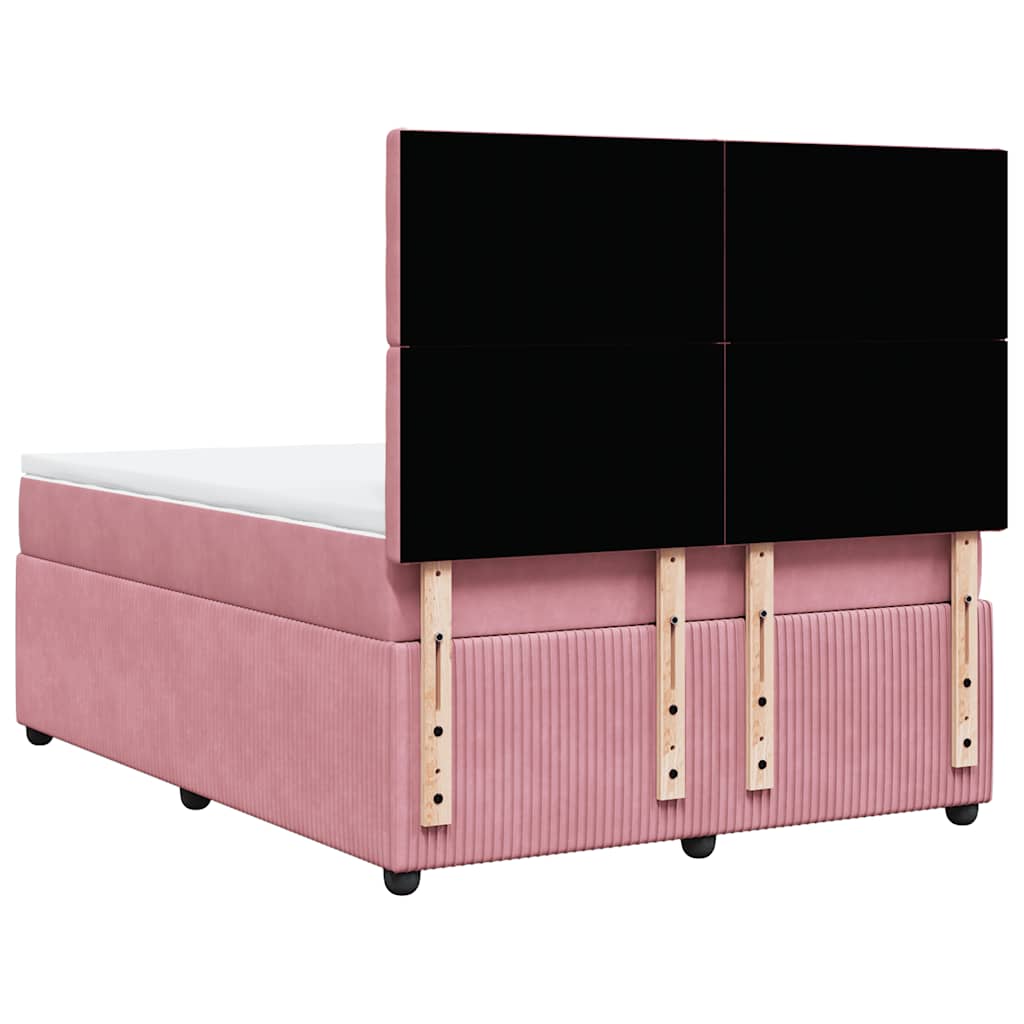 Boxspring met matras fluweel roze 140x200 cm is nu te koop bij PeponiXL, paradijselijk wonen!