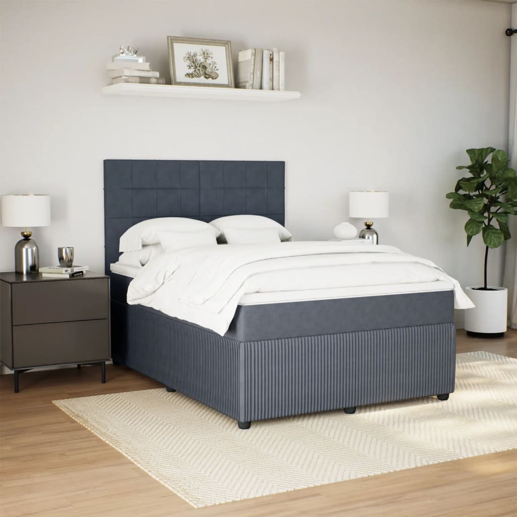 Boxspring met matras fluweel donkergrijs 160x200 cm is nu te koop bij PeponiXL, paradijselijk wonen!