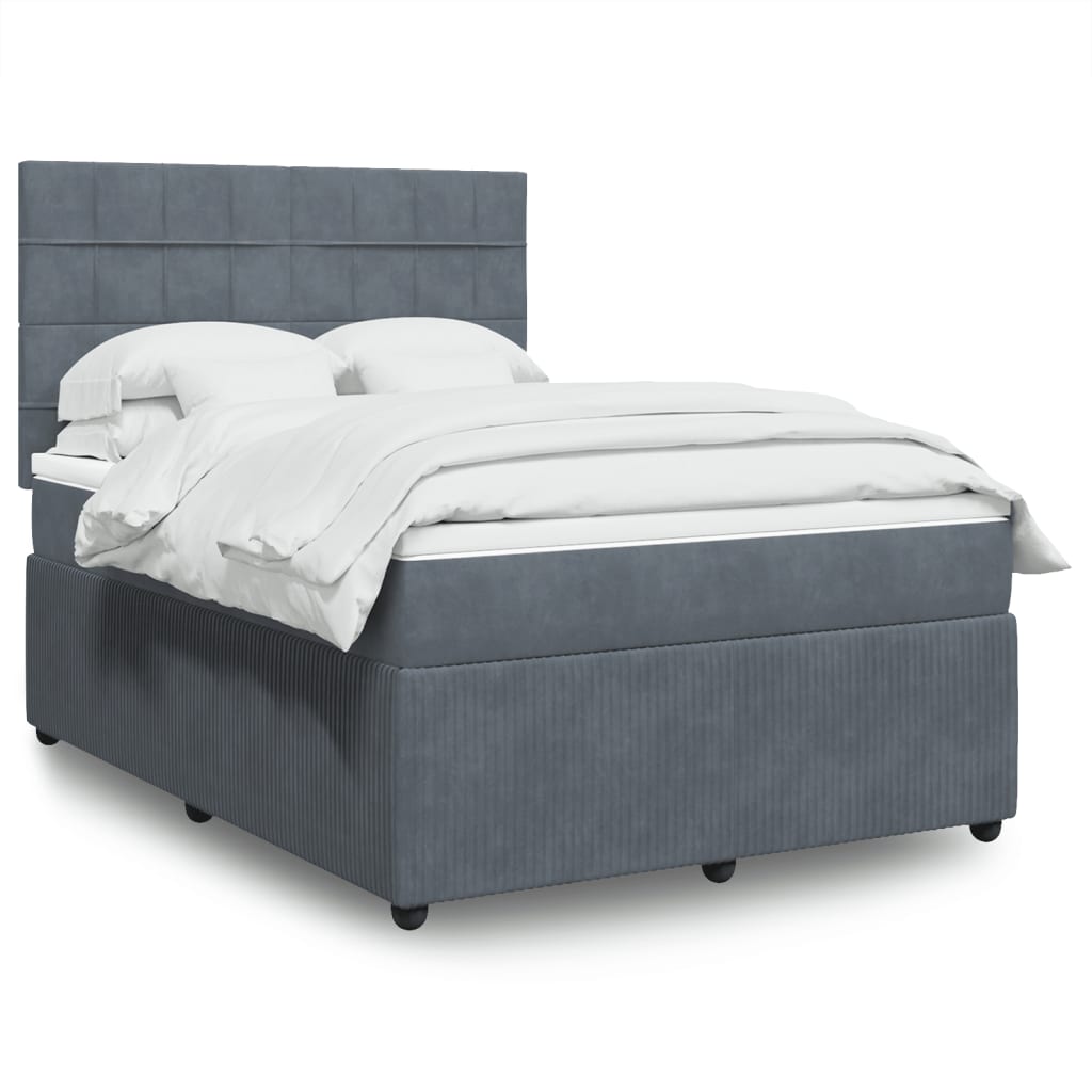 Boxspring met matras fluweel donkergrijs 160x200 cm is nu te koop bij PeponiXL, paradijselijk wonen!