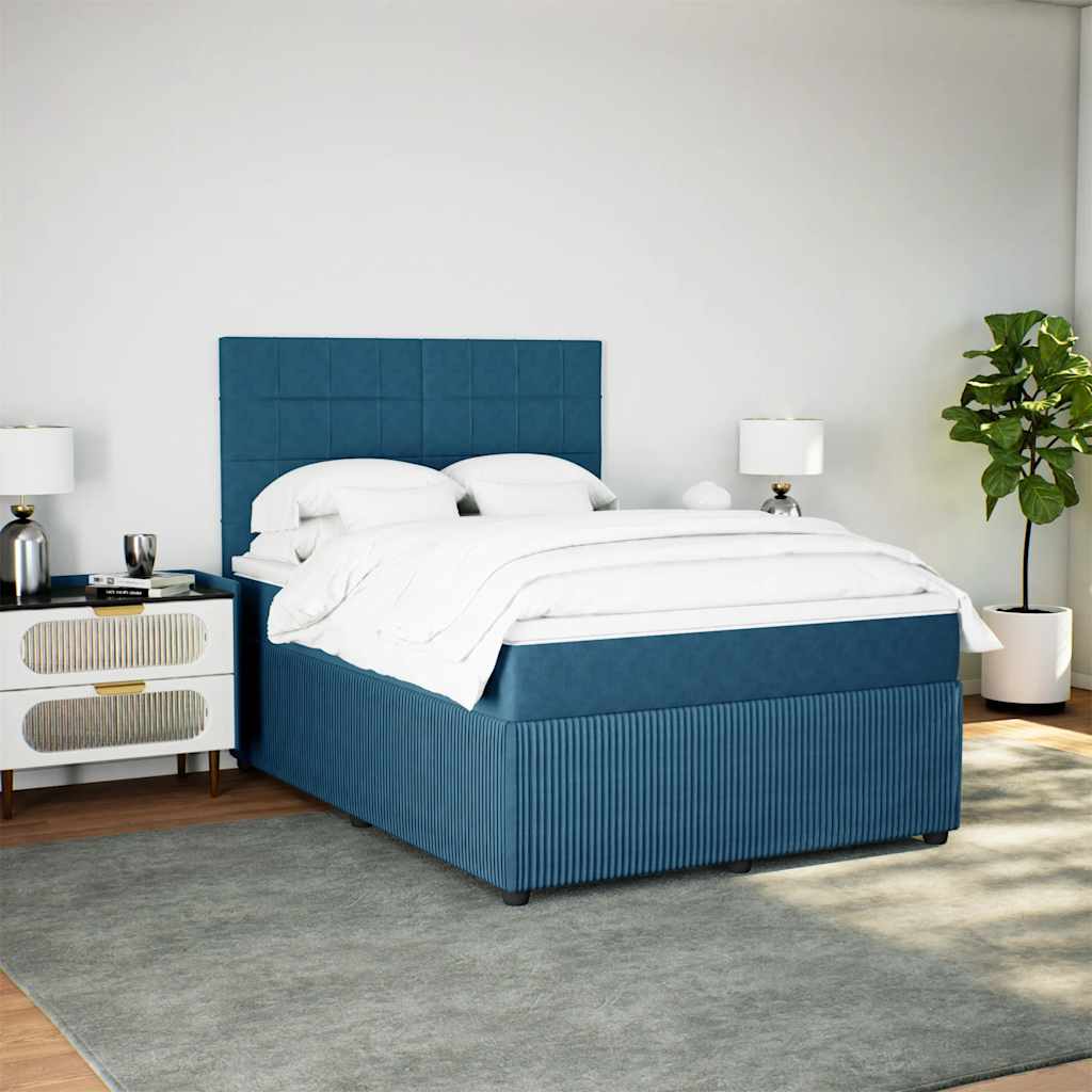 Boxspring met matras fluweel blauw 160x200 cm is nu te koop bij PeponiXL, paradijselijk wonen!