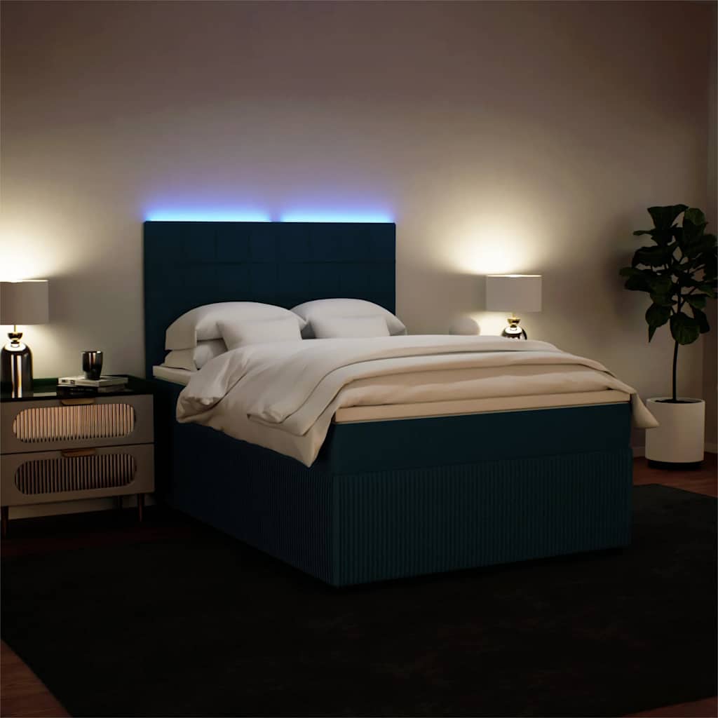 Boxspring met matras fluweel blauw 160x200 cm is nu te koop bij PeponiXL, paradijselijk wonen!
