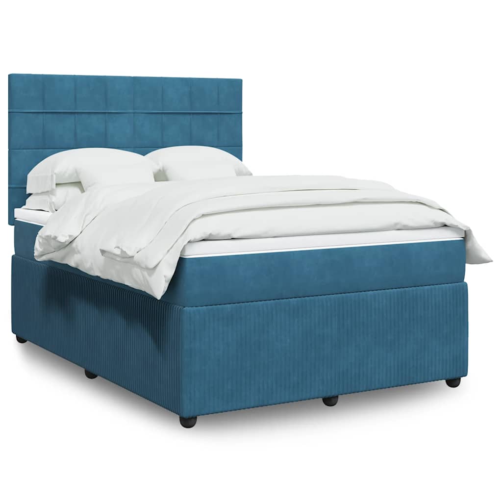 Boxspring met matras fluweel blauw 160x200 cm is nu te koop bij PeponiXL, paradijselijk wonen!