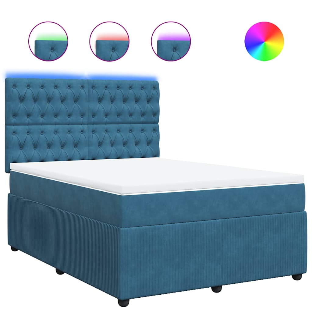 Boxspring met matras fluweel blauw 160x200 cm is nu te koop bij PeponiXL, paradijselijk wonen!