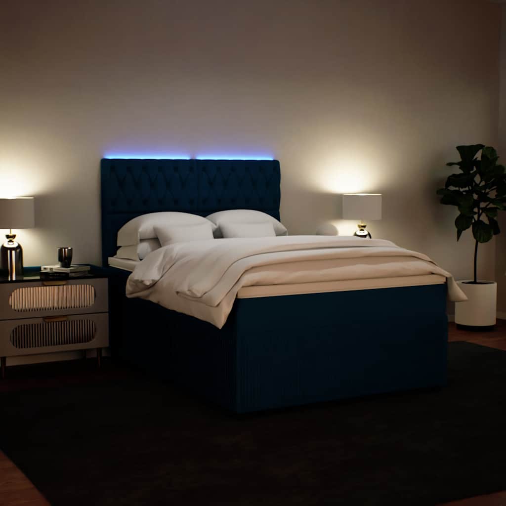 Boxspring met matras fluweel blauw 160x200 cm is nu te koop bij PeponiXL, paradijselijk wonen!