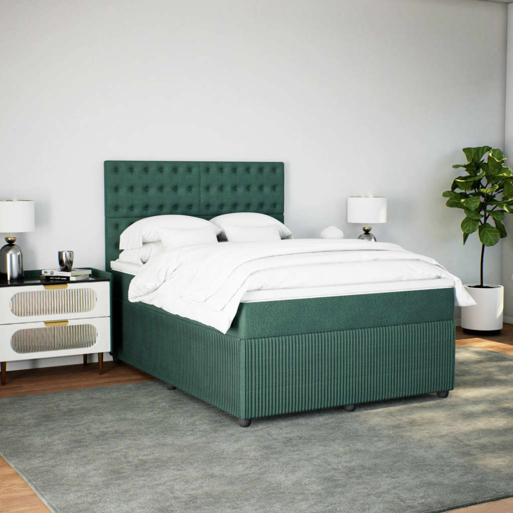 Boxspring met matras fluweel donkergroen 160x200 cm is nu te koop bij PeponiXL, paradijselijk wonen!