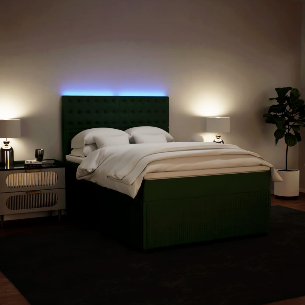Boxspring met matras fluweel donkergroen 160x200 cm is nu te koop bij PeponiXL, paradijselijk wonen!