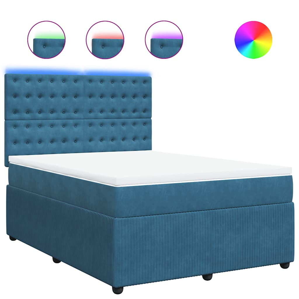 Boxspring met matras fluweel blauw 160x200 cm is nu te koop bij PeponiXL, paradijselijk wonen!