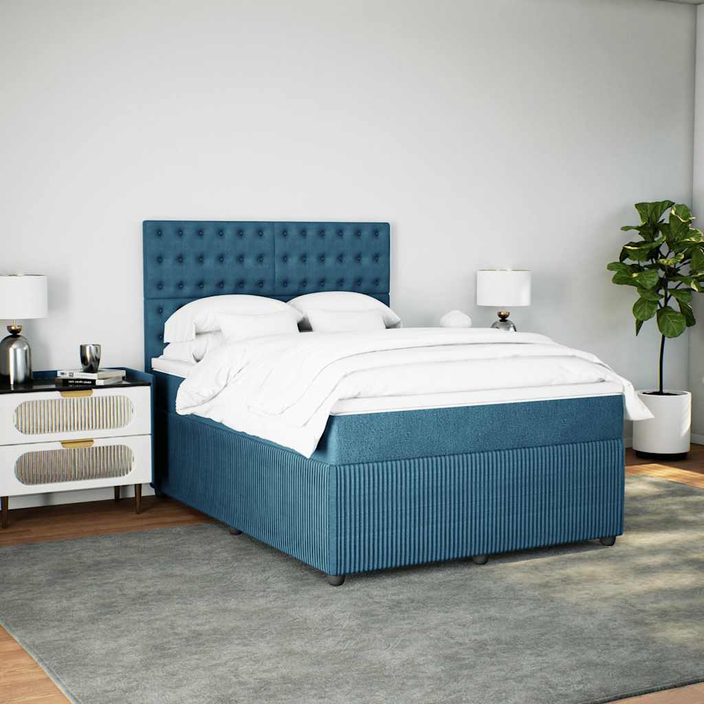 Boxspring met matras fluweel blauw 160x200 cm is nu te koop bij PeponiXL, paradijselijk wonen!
