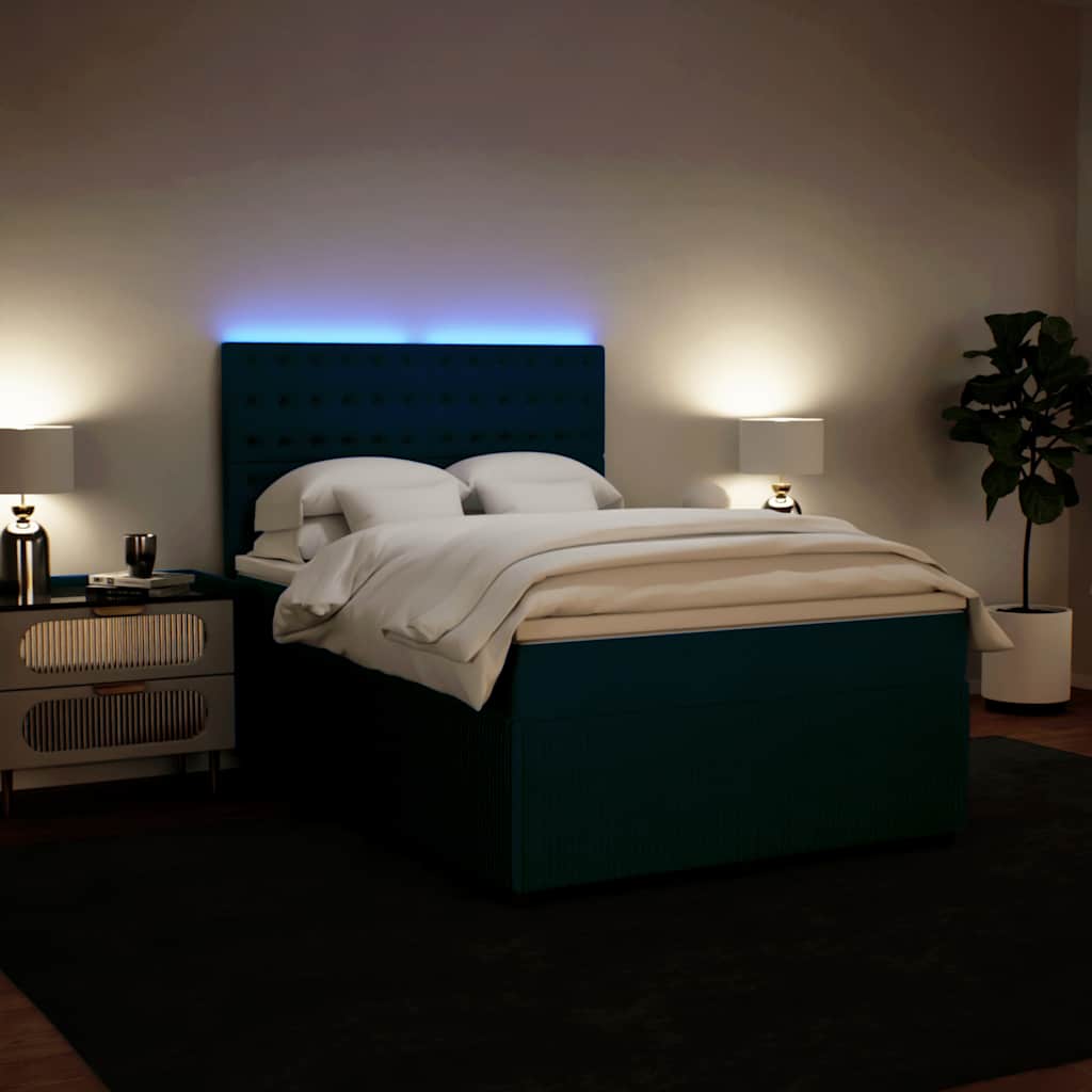 Boxspring met matras fluweel blauw 160x200 cm is nu te koop bij PeponiXL, paradijselijk wonen!