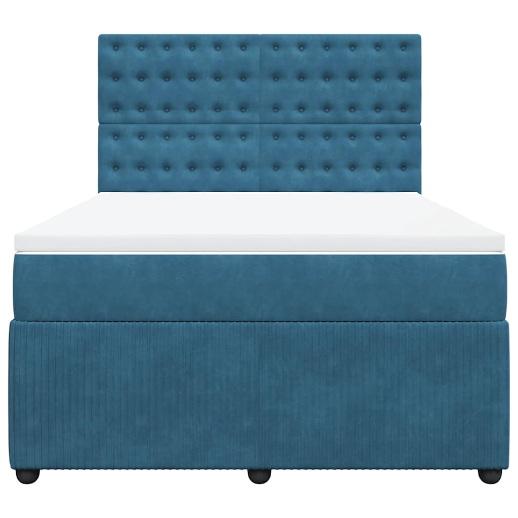 Boxspring met matras fluweel blauw 160x200 cm is nu te koop bij PeponiXL, paradijselijk wonen!