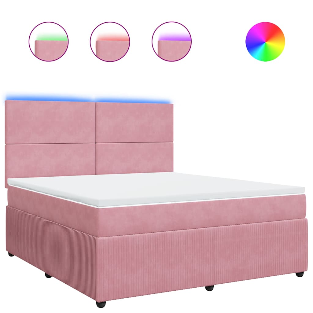 Boxspring met matras fluweel roze 180x200 cm is nu te koop bij PeponiXL, paradijselijk wonen!