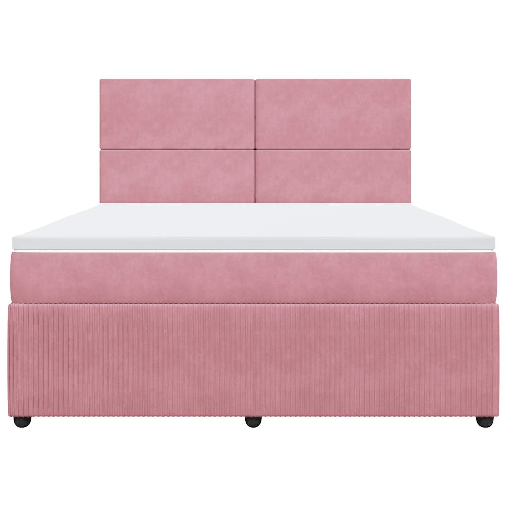Boxspring met matras fluweel roze 180x200 cm is nu te koop bij PeponiXL, paradijselijk wonen!
