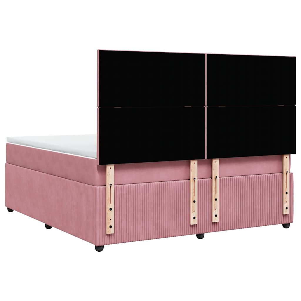 Boxspring met matras fluweel roze 180x200 cm is nu te koop bij PeponiXL, paradijselijk wonen!