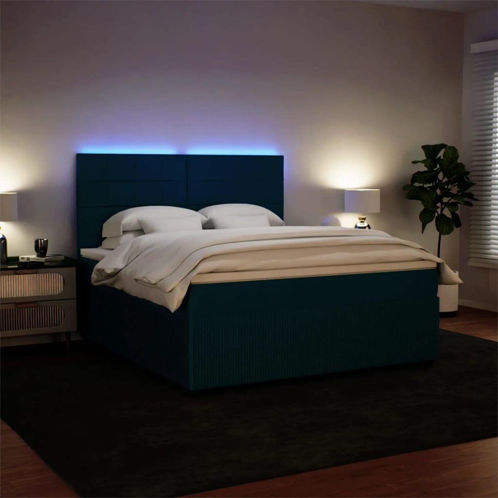 Boxspring met matras fluweel blauw 180x200 cm is nu te koop bij PeponiXL, paradijselijk wonen!