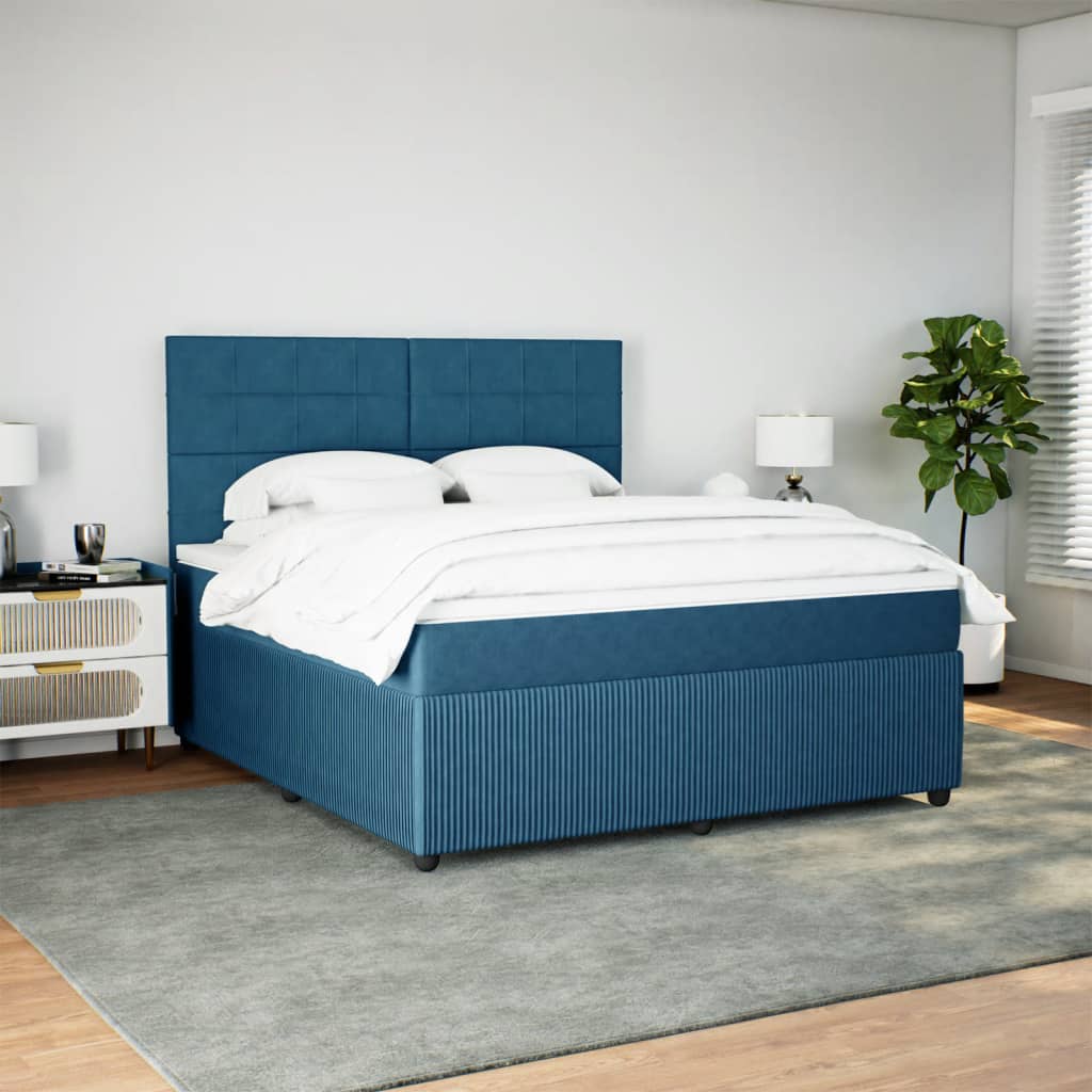Boxspring met matras fluweel blauw 180x200 cm is nu te koop bij PeponiXL, paradijselijk wonen!