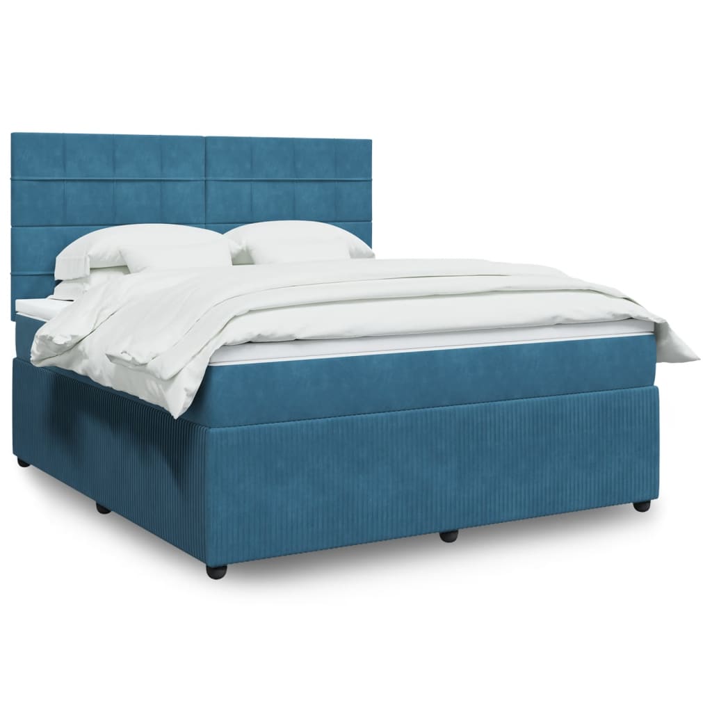 Boxspring met matras fluweel blauw 180x200 cm is nu te koop bij PeponiXL, paradijselijk wonen!