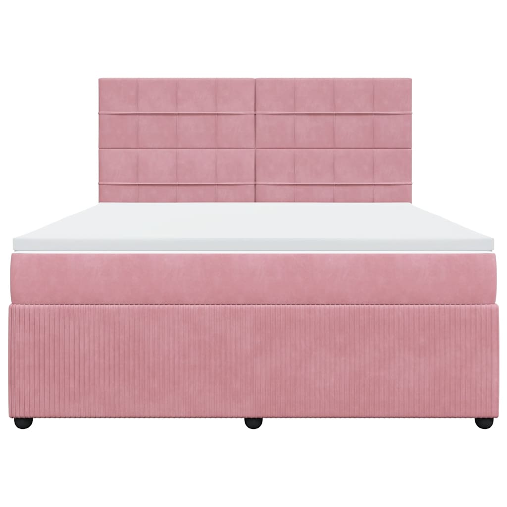 Boxspring met matras fluweel roze 180x200 cm is nu te koop bij PeponiXL, paradijselijk wonen!