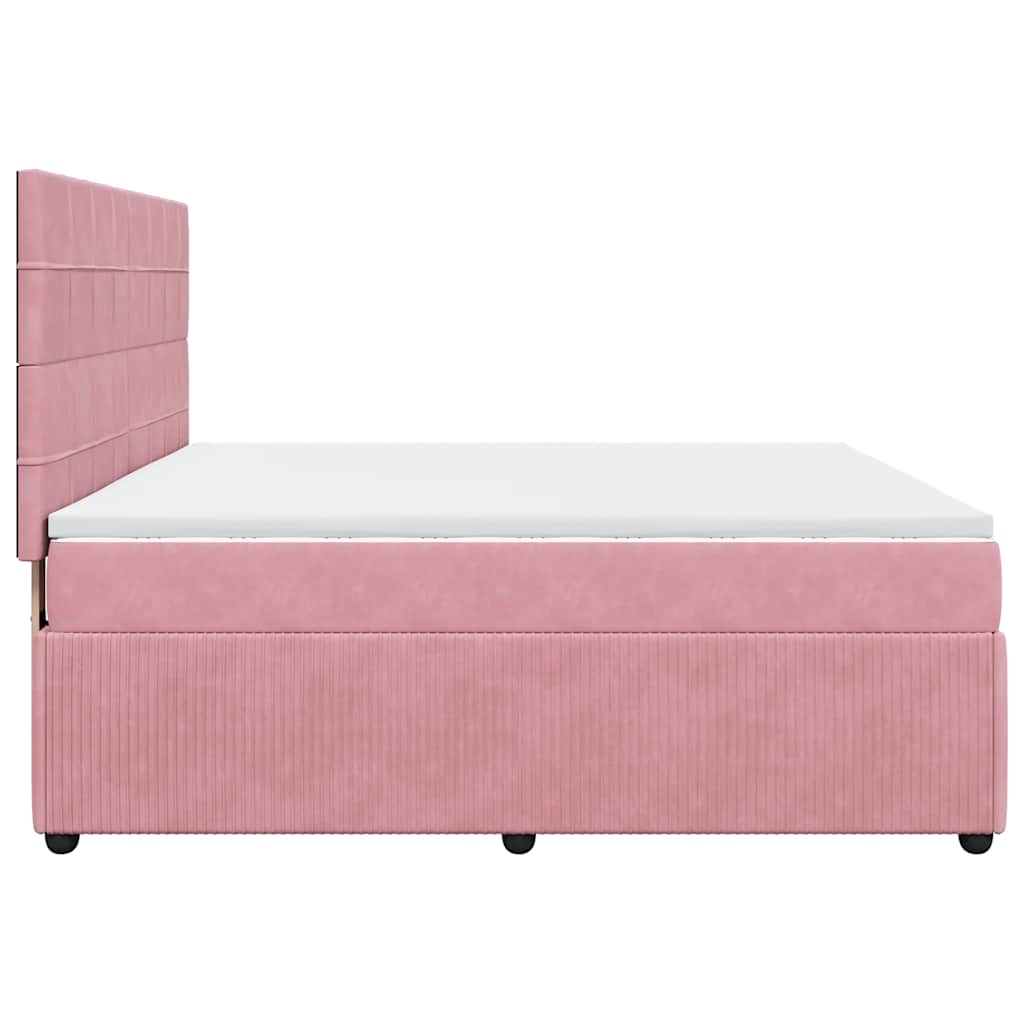 Boxspring met matras fluweel roze 180x200 cm is nu te koop bij PeponiXL, paradijselijk wonen!
