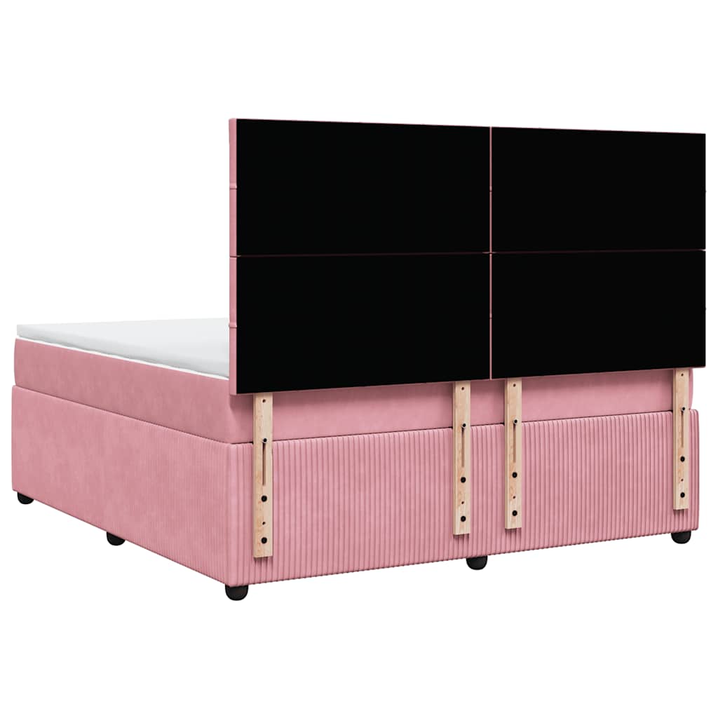 Boxspring met matras fluweel roze 180x200 cm is nu te koop bij PeponiXL, paradijselijk wonen!