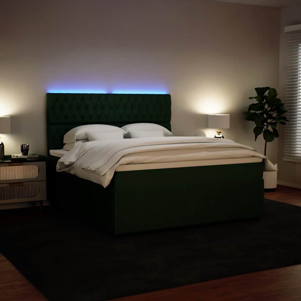 Boxspring met matras fluweel donkergroen 180x200 cm is nu te koop bij PeponiXL, paradijselijk wonen!