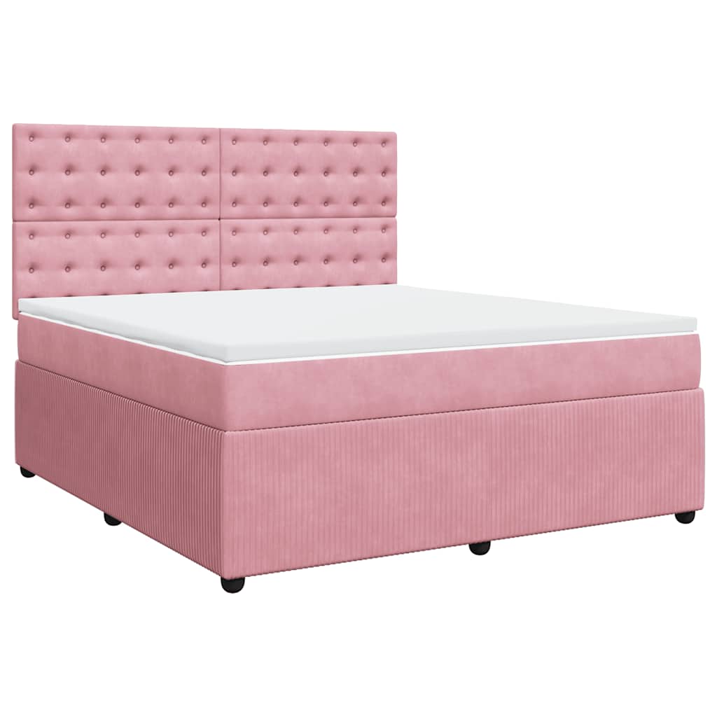 Boxspring met matras fluweel roze 180x200 cm is nu te koop bij PeponiXL, paradijselijk wonen!