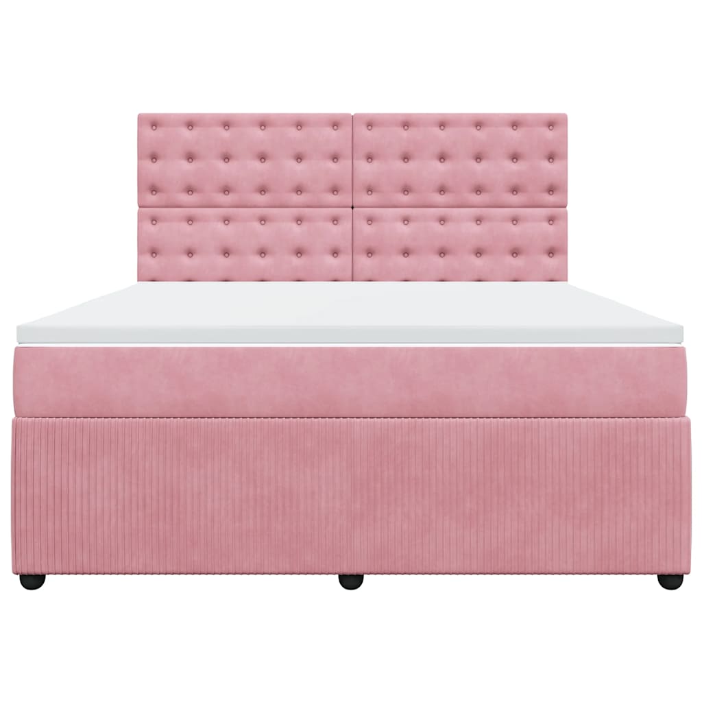 Boxspring met matras fluweel roze 180x200 cm is nu te koop bij PeponiXL, paradijselijk wonen!
