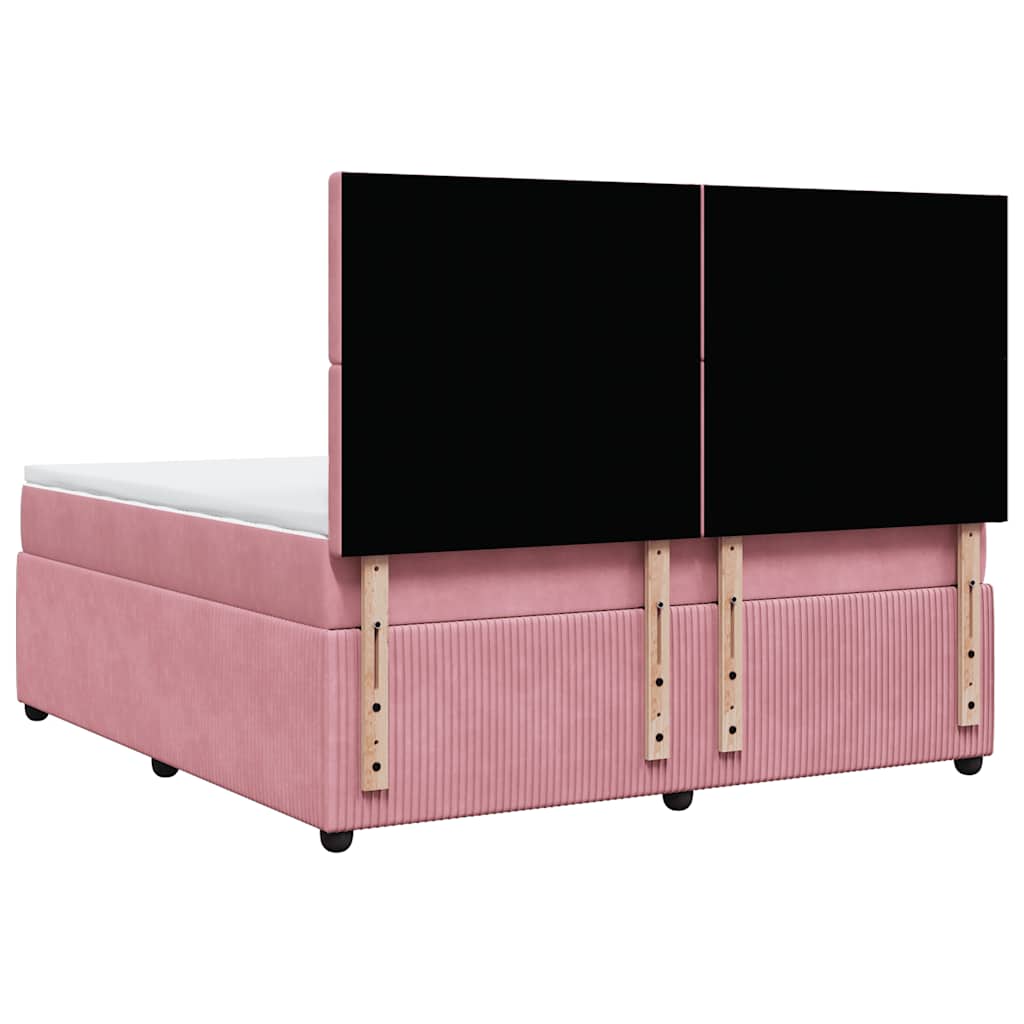 Boxspring met matras fluweel roze 180x200 cm is nu te koop bij PeponiXL, paradijselijk wonen!